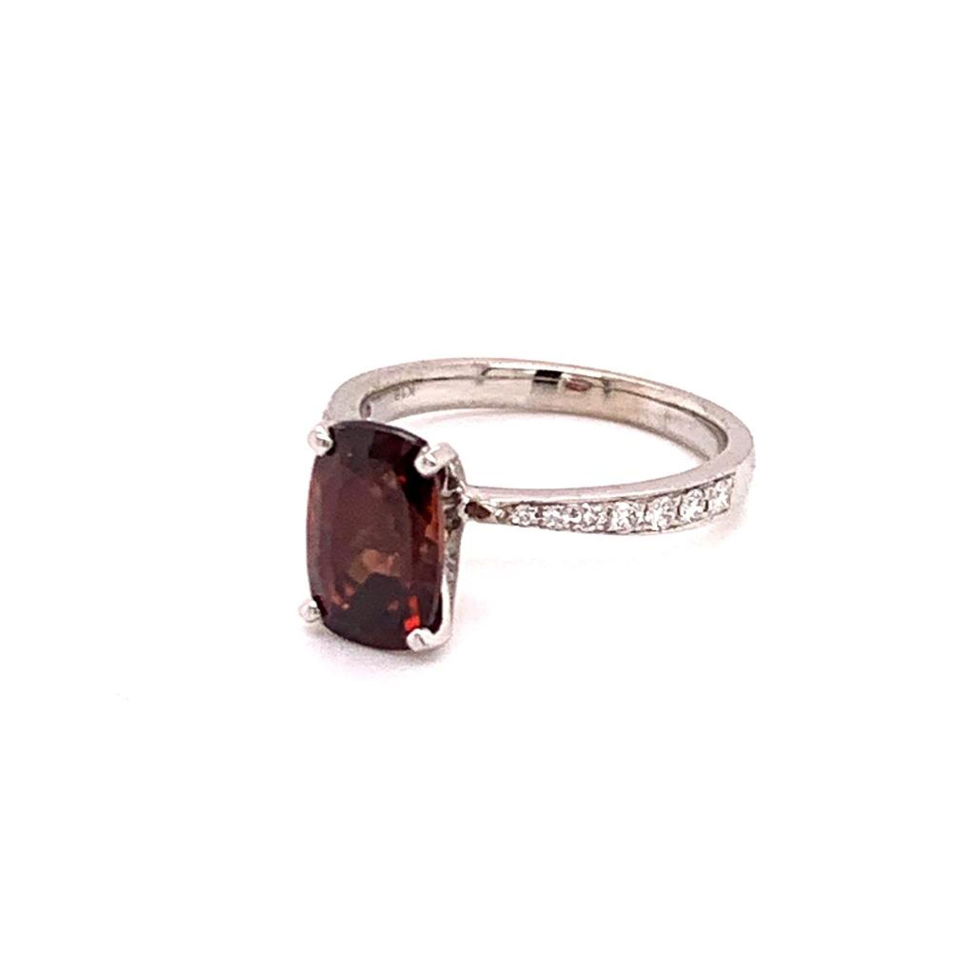 Cushion Cut Diamond Tourmaline Rubellite Ring 6.75 18k Gold 4.01 Tcw Women Certified 910746 For Sale