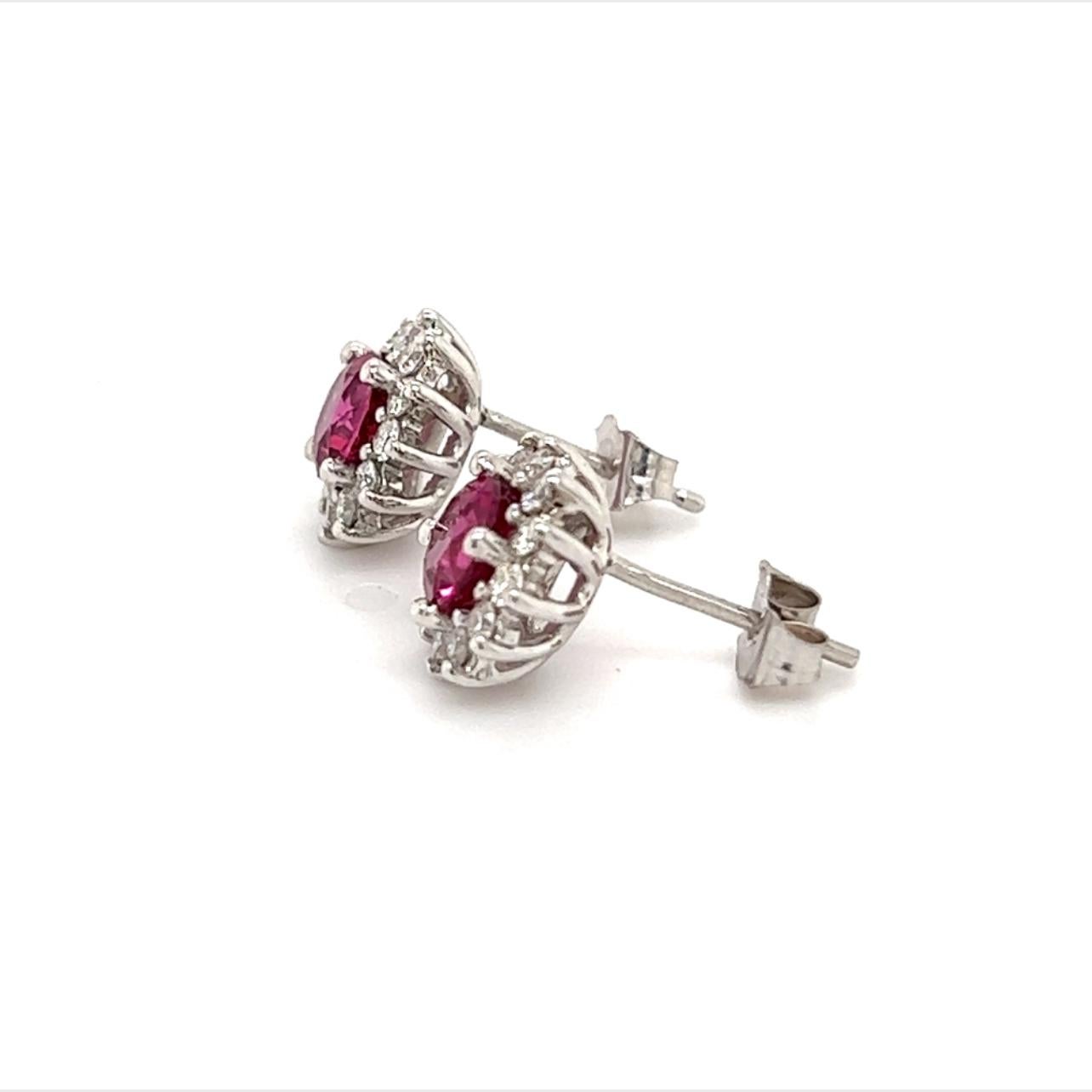 Diamond Rubellite Tourmaline Earrings 14k Gold 1.36 Tcw Certified For Sale 7