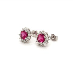Diamond Rubellite Tourmaline Earrings 14k Gold 1.36 Tcw Certified