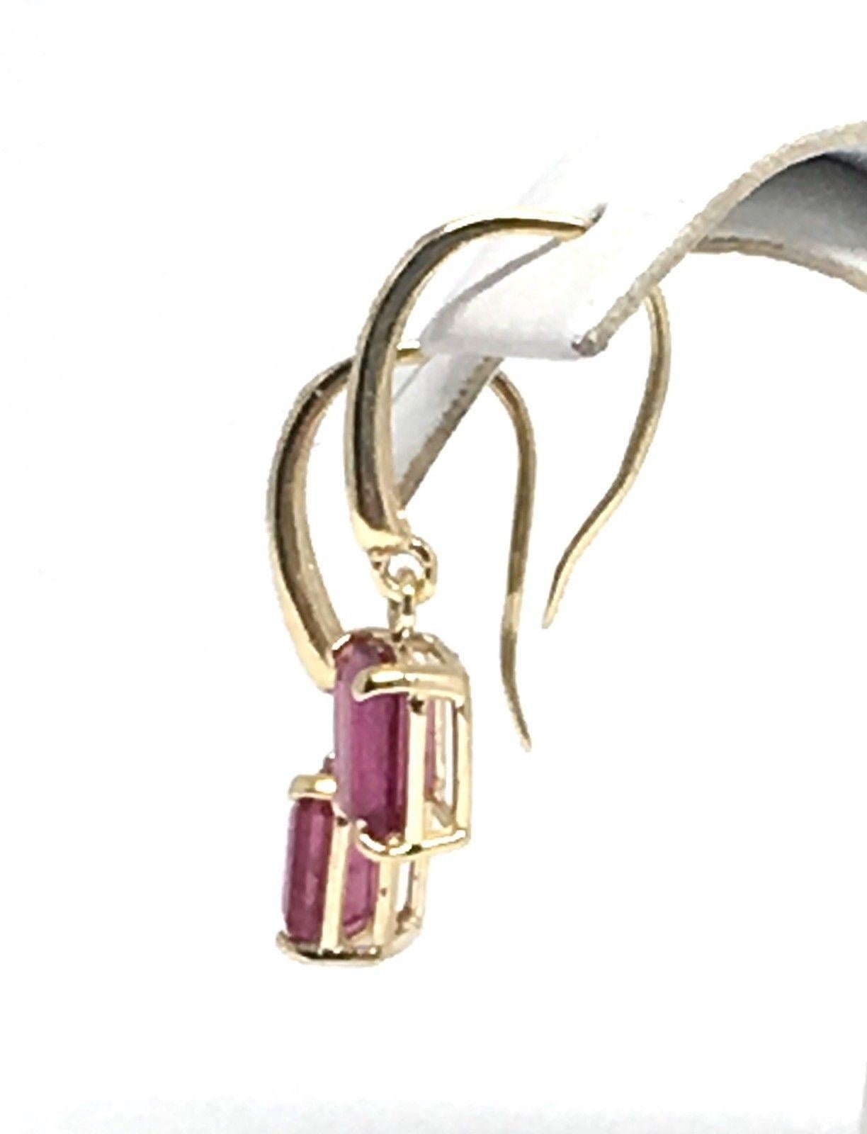 Diamond Rubellite Tourmaline Earrings 14k Gold 2.05 Tcw Certified For Sale 4