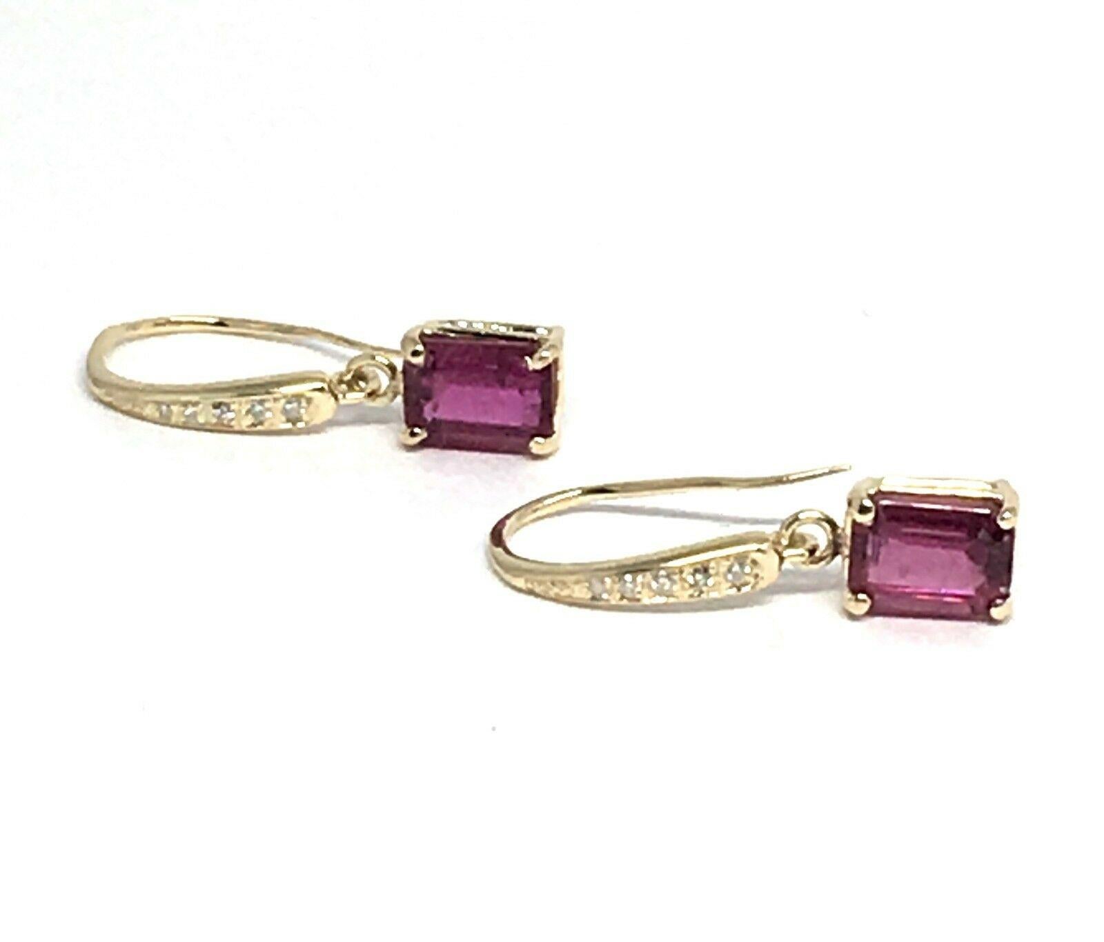 Diamond Rubellite Tourmaline Earrings 14k Gold 2.05 Tcw Certified For Sale 5