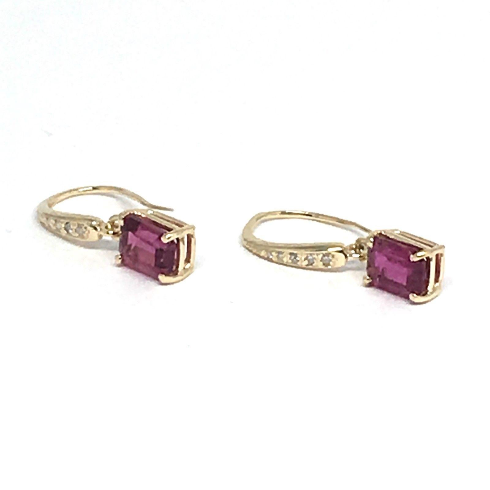 Modern Diamond Rubellite Tourmaline Earrings 14k Gold 2.05 Tcw Certified For Sale