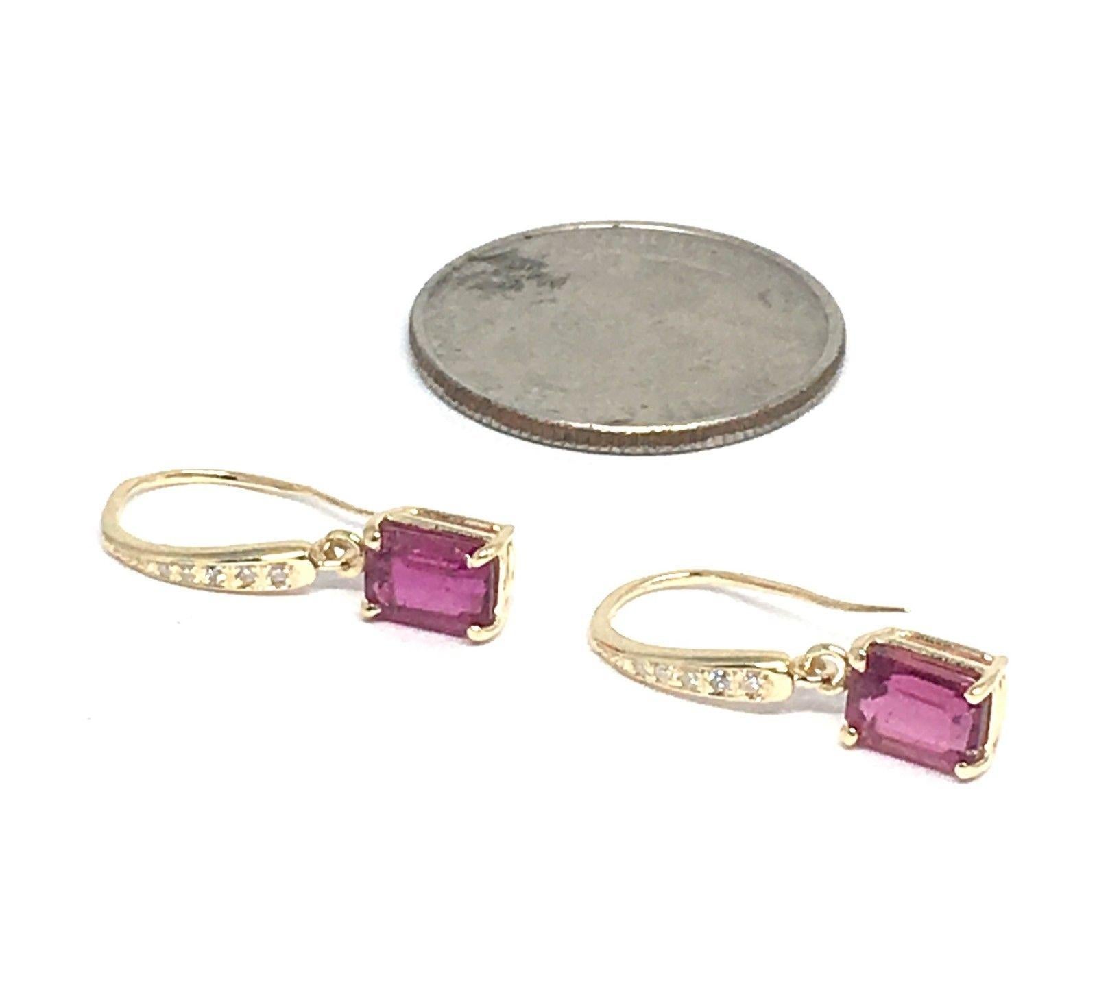 Diamond Rubellite Tourmaline Earrings 14k Gold 2.05 Tcw Certified In New Condition For Sale In Brooklyn, NY