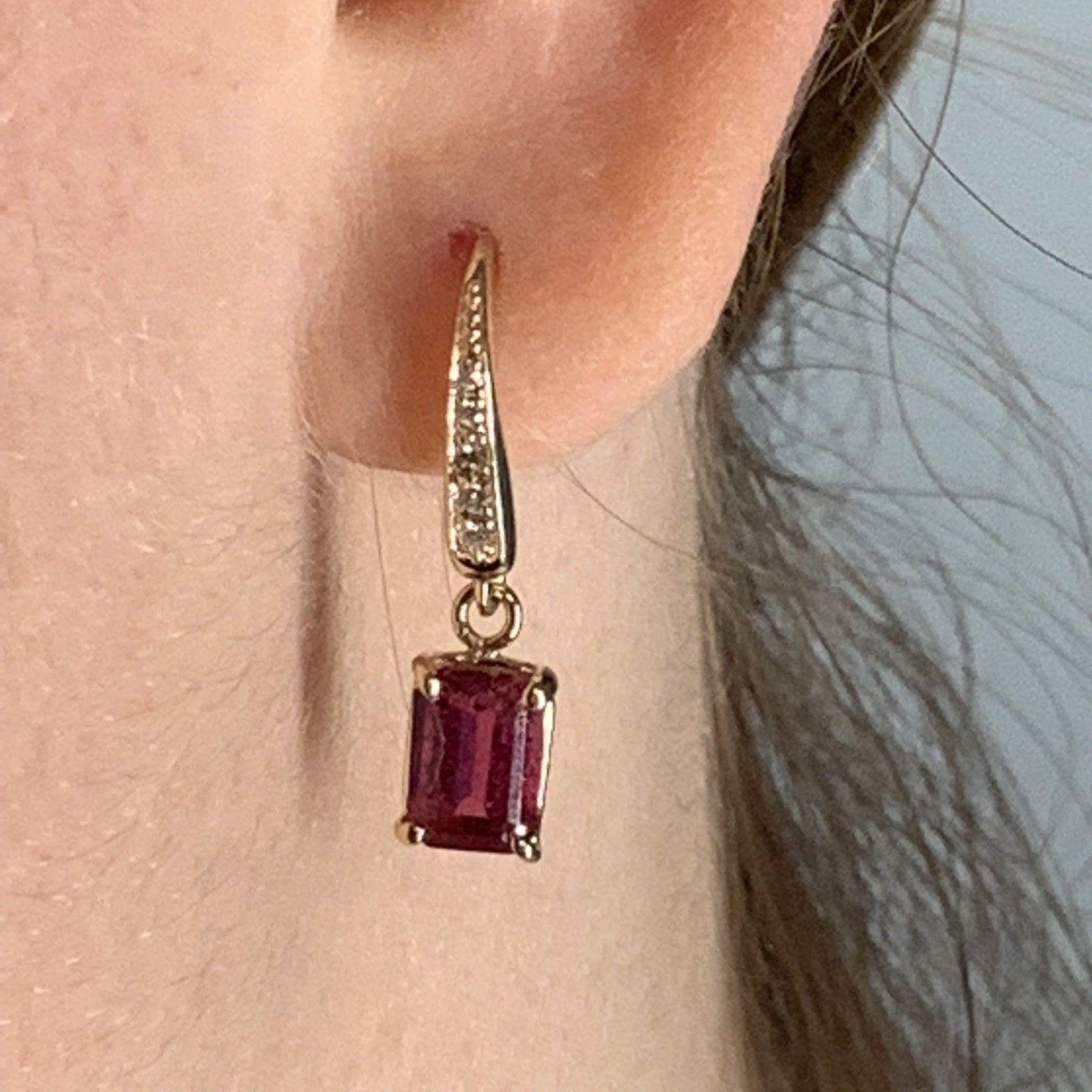 Women's Diamond Rubellite Tourmaline Earrings 14k Gold 2.05 Tcw Certified For Sale
