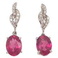 Diamond Rubellite Tourmaline Earrings 14k Gold 2.20 Tcw Certified