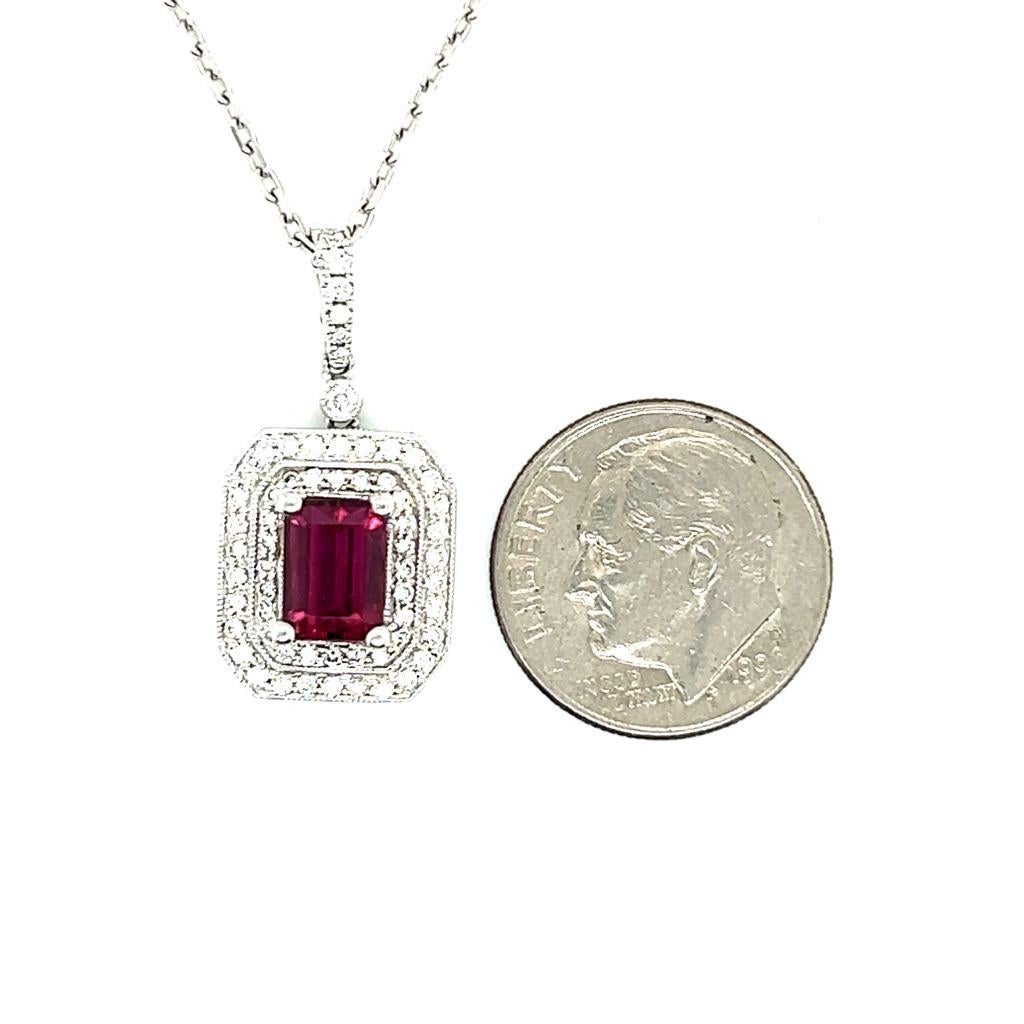 Diamond Rubellite Tourmaline Necklace 18