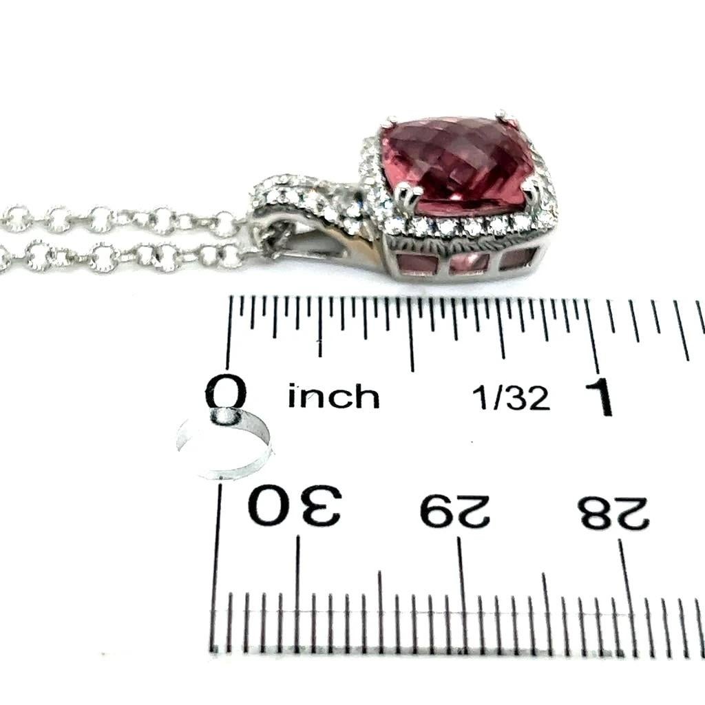 Diamond Rubellite Tourmaline Necklace 5.47 TCW 18k Gold Certified For Sale 13