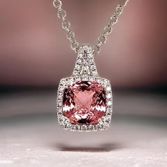 Diamond Rubellite Tourmaline Necklace 5.47 TCW 18k Gold Certified