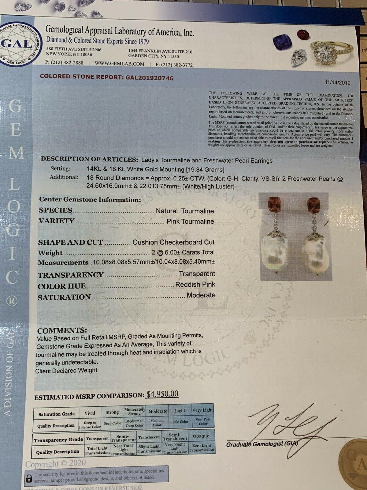 Orecchini con diamanti, tormaline e rubellite in oro 18 carati, 6,25 TCW certificati in vendita 7