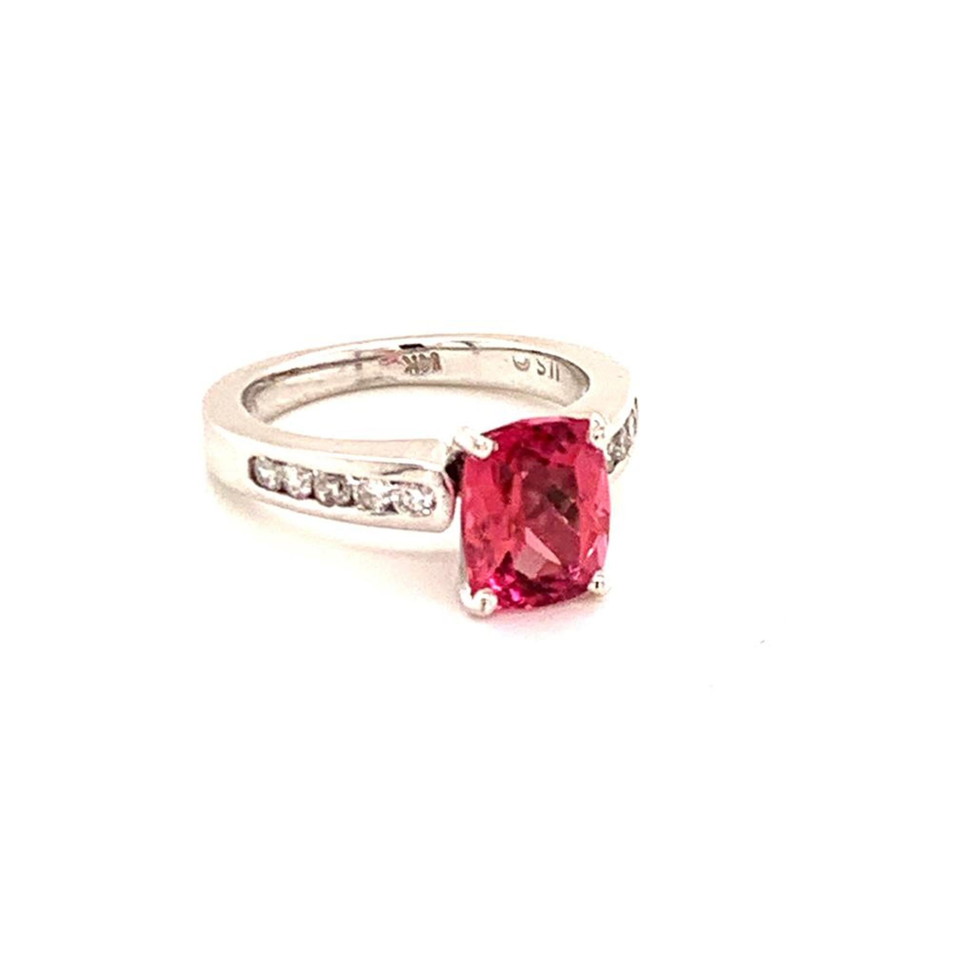 Diamond Rubellite Tourmaline Ring 3 TCW 14k Gold Certified In New Condition For Sale In Brooklyn, NY
