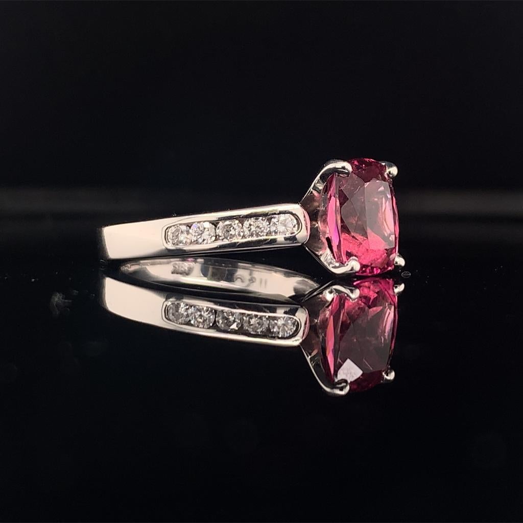 Women's Diamond Rubellite Tourmaline Ring 3 TCW 14k Gold Certified For Sale