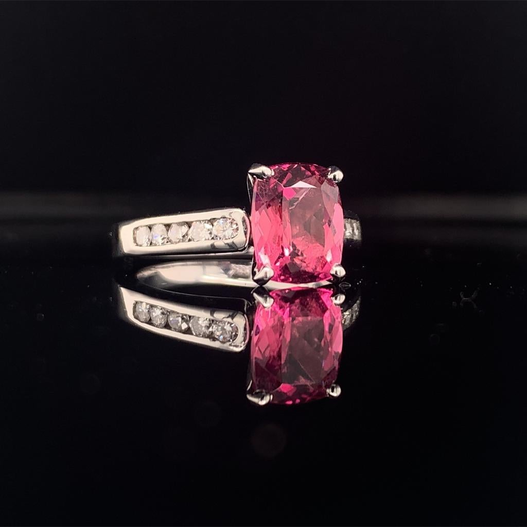 Diamond Rubellite Tourmaline Ring 3 TCW 14k Gold Certified For Sale 3