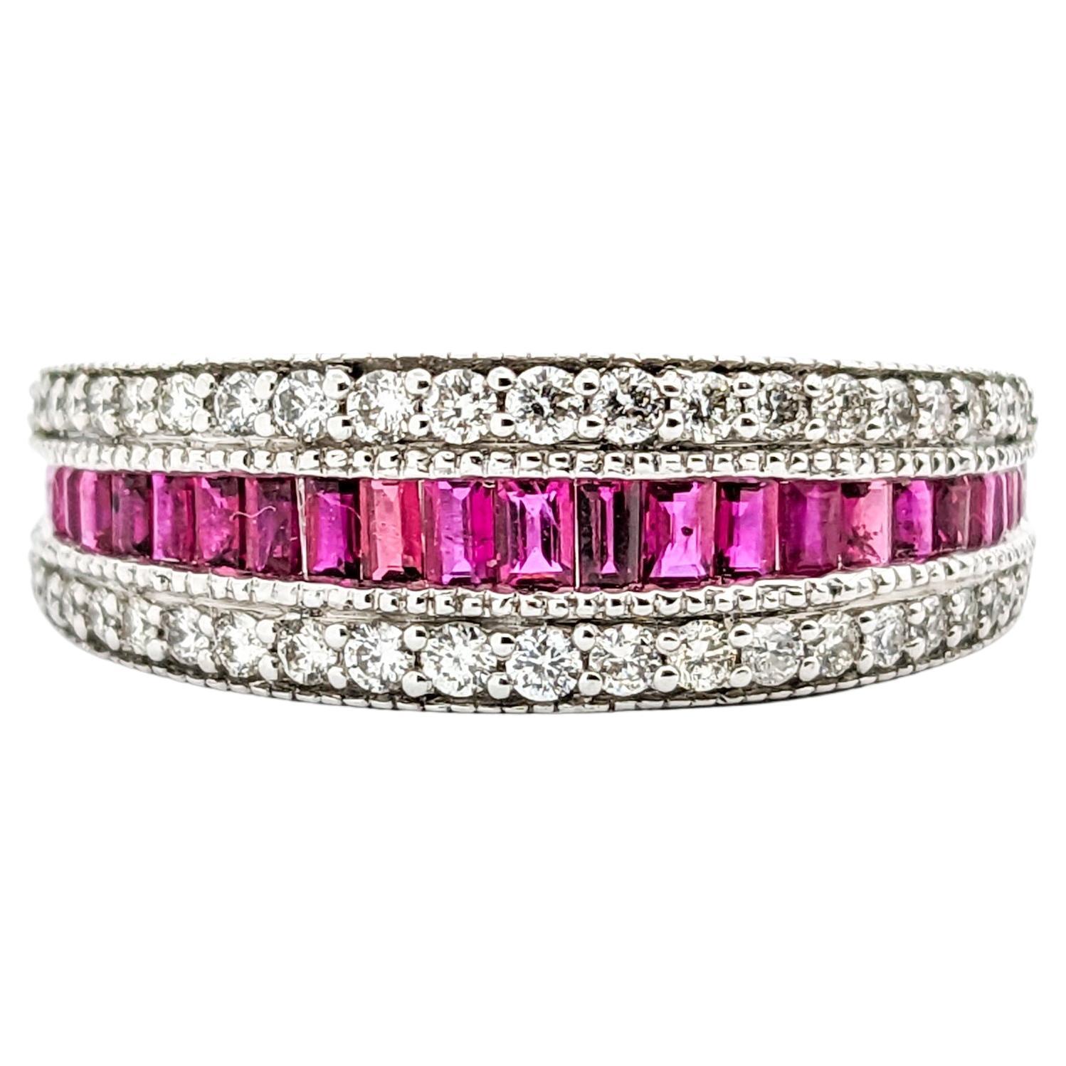 Diamond & Channel Set Ruby Ring In White Gold