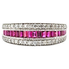 Diamond & Channel Set Ruby Ring In White Gold