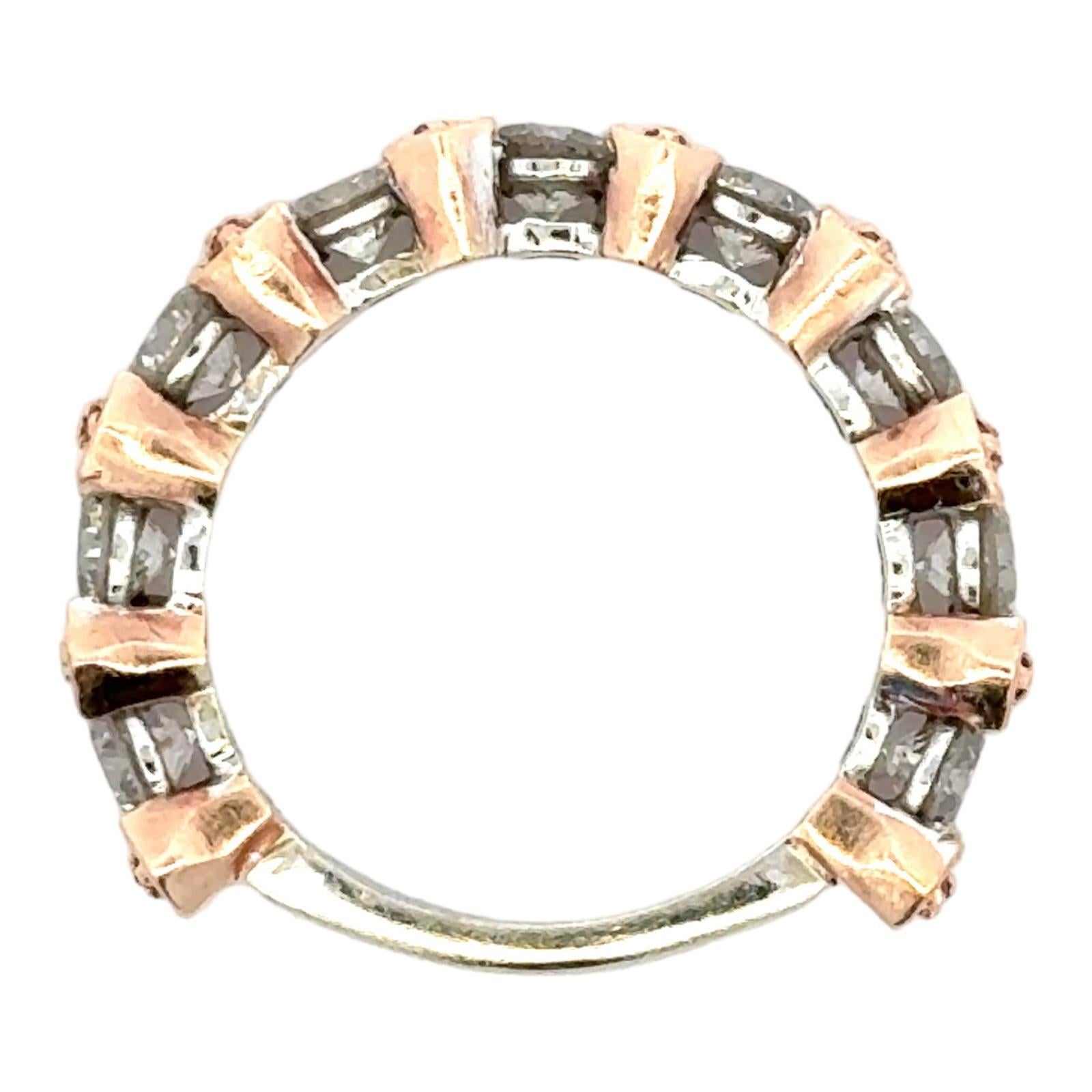 Diamant & Rubin 14 Karat zweifarbiger Gold Ehering Stapelbarer Ring im Angebot 2