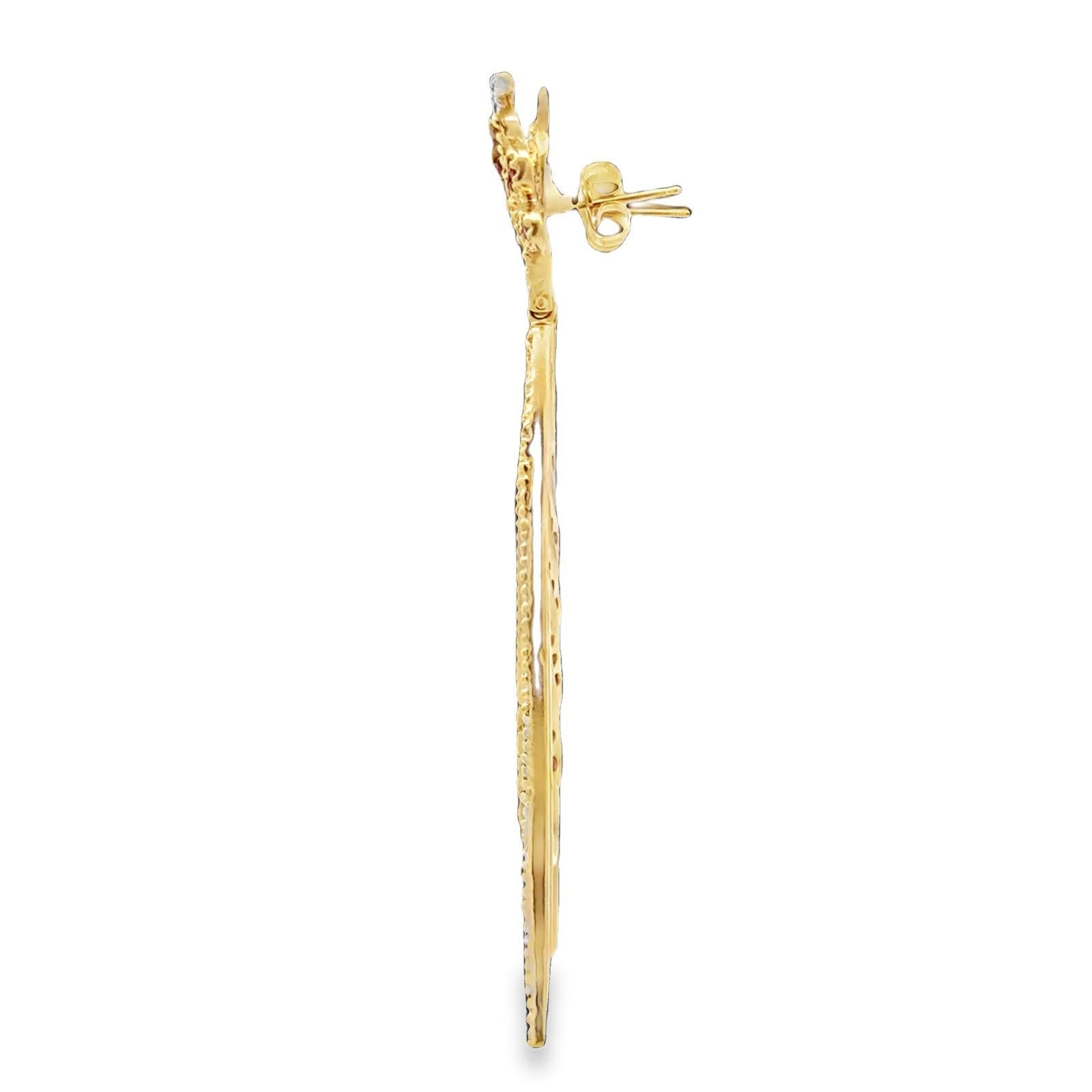 Diamant-Rubin-Ohrringe aus 14 Karat Gelbgold Zeitgenössische Tropfenohrringe Signiert Erté im Angebot 1