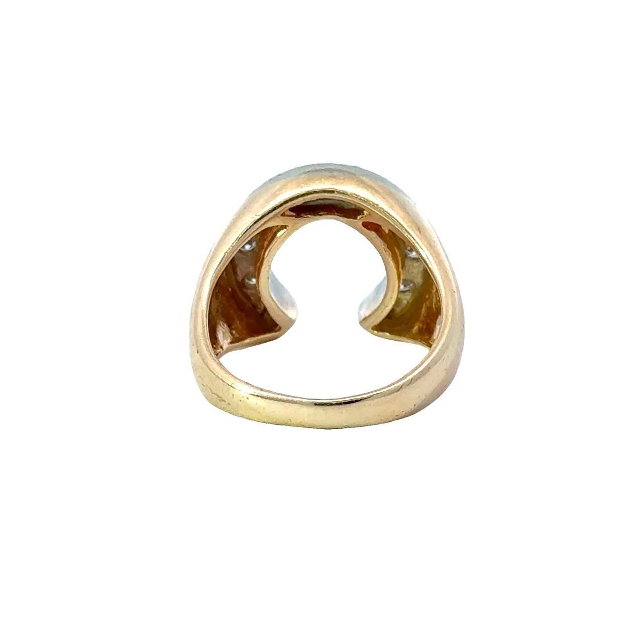 Diamond & Ruby 14K Gold Vintage Horseshoe Ring For Sale 1