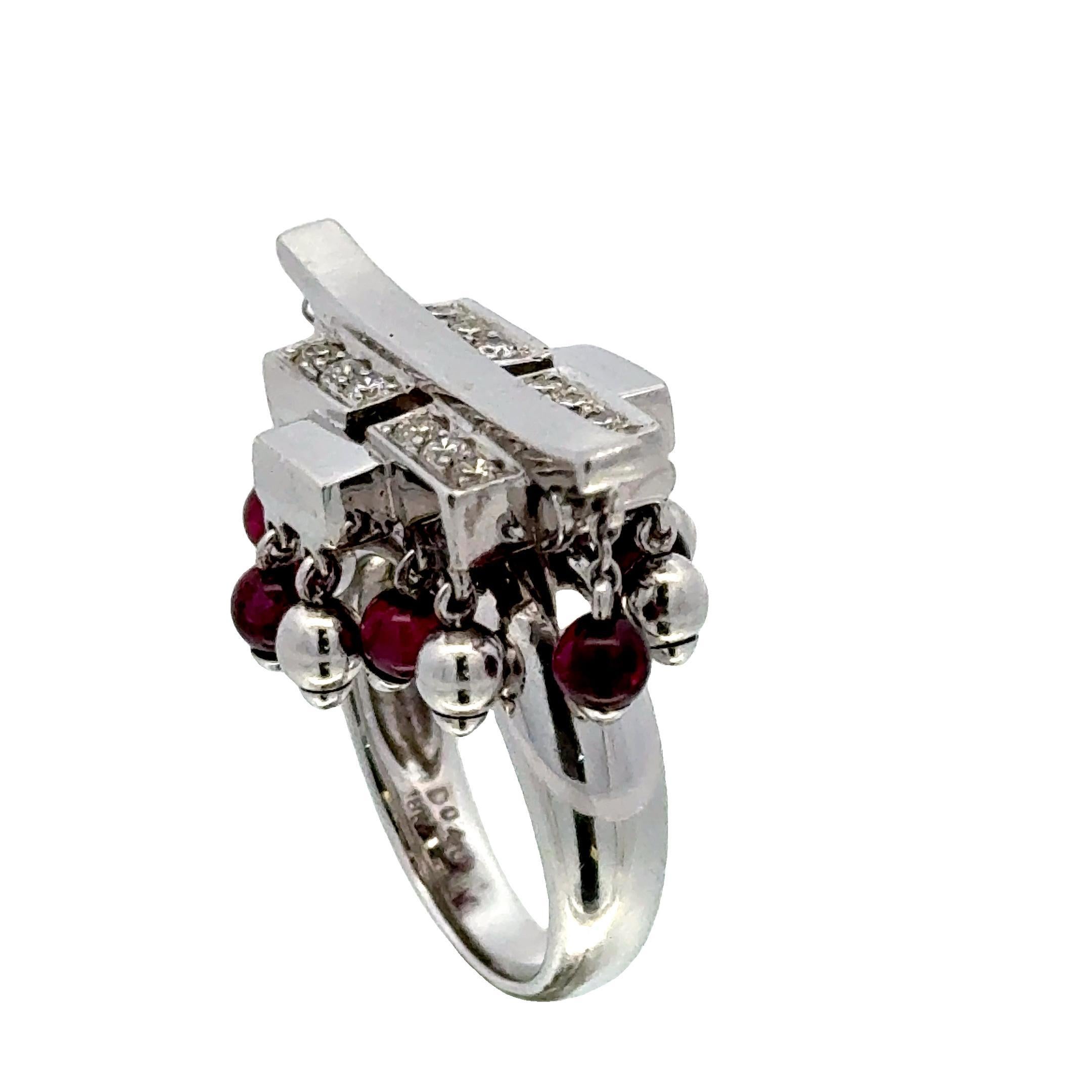 Diamant-Rubin 18 Karat Weißgold Contemporary Cocktail Vintage Ring im Angebot 2