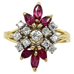 Diamond & Ruby 18ct Yellow & White Gold Cluster Ring