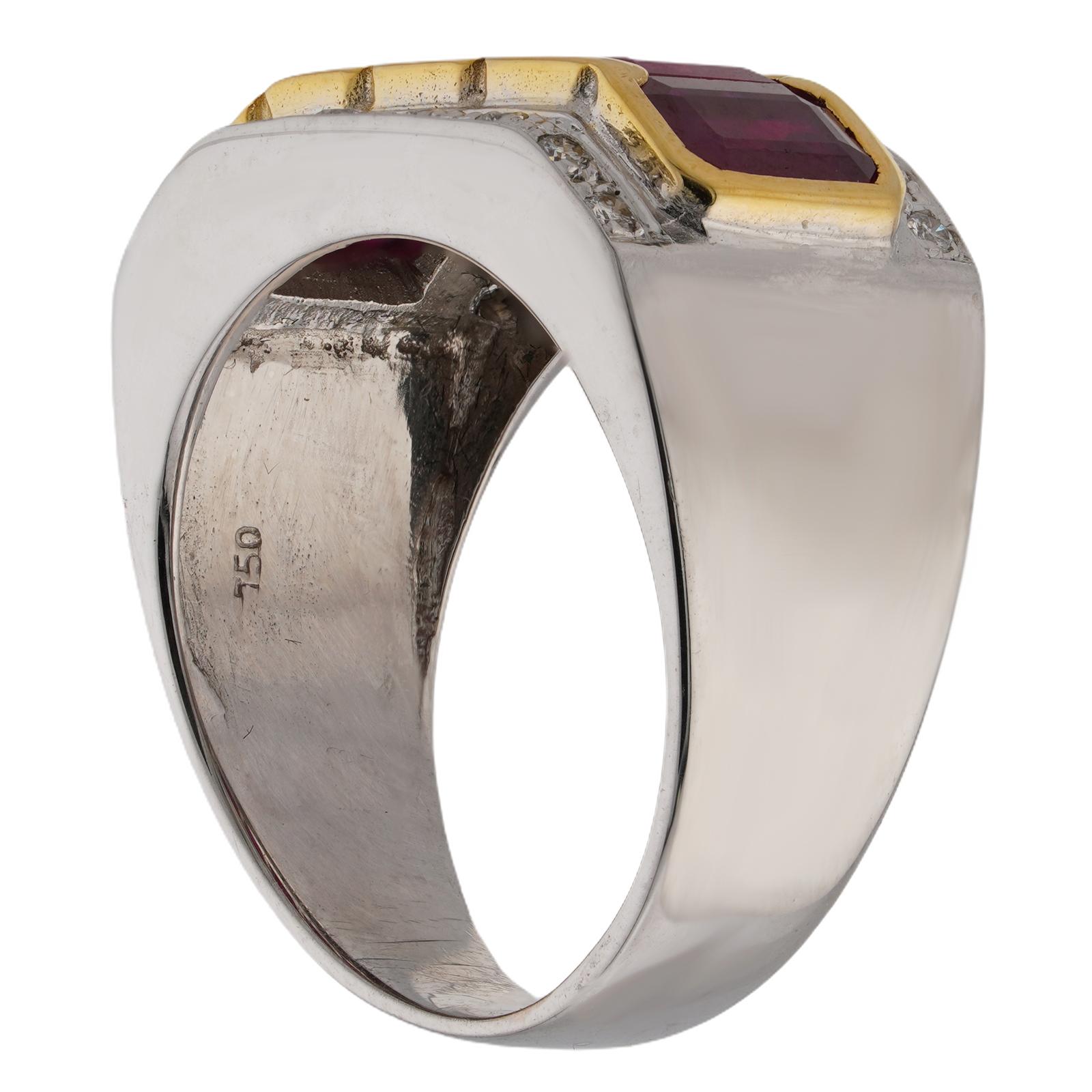 da uomo o donna Diamond Burma Ruby 18k White Yellow Gold Ring. GIA in vendita