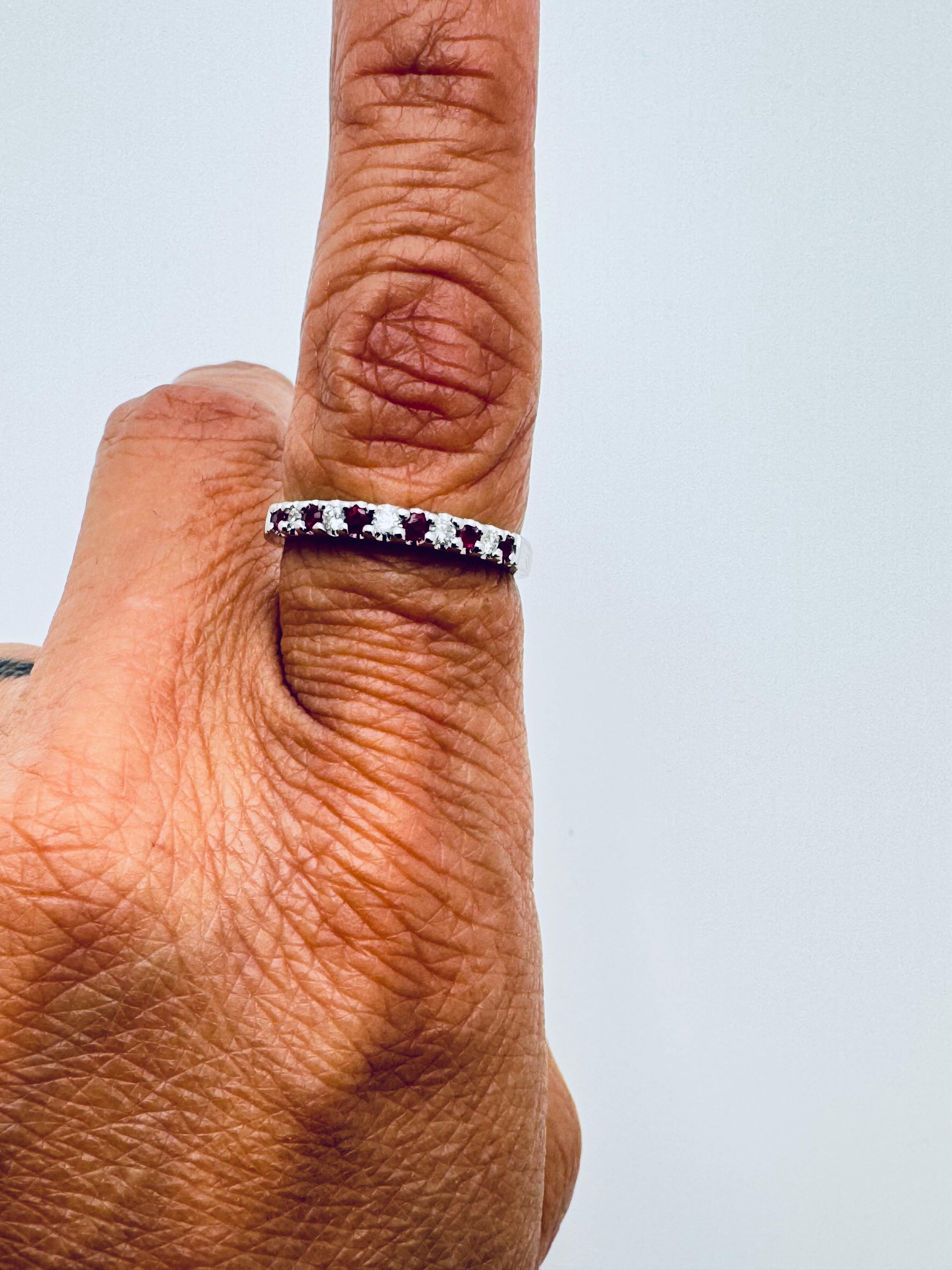 Round Cut Diamond & Ruby Alternating Band For Sale