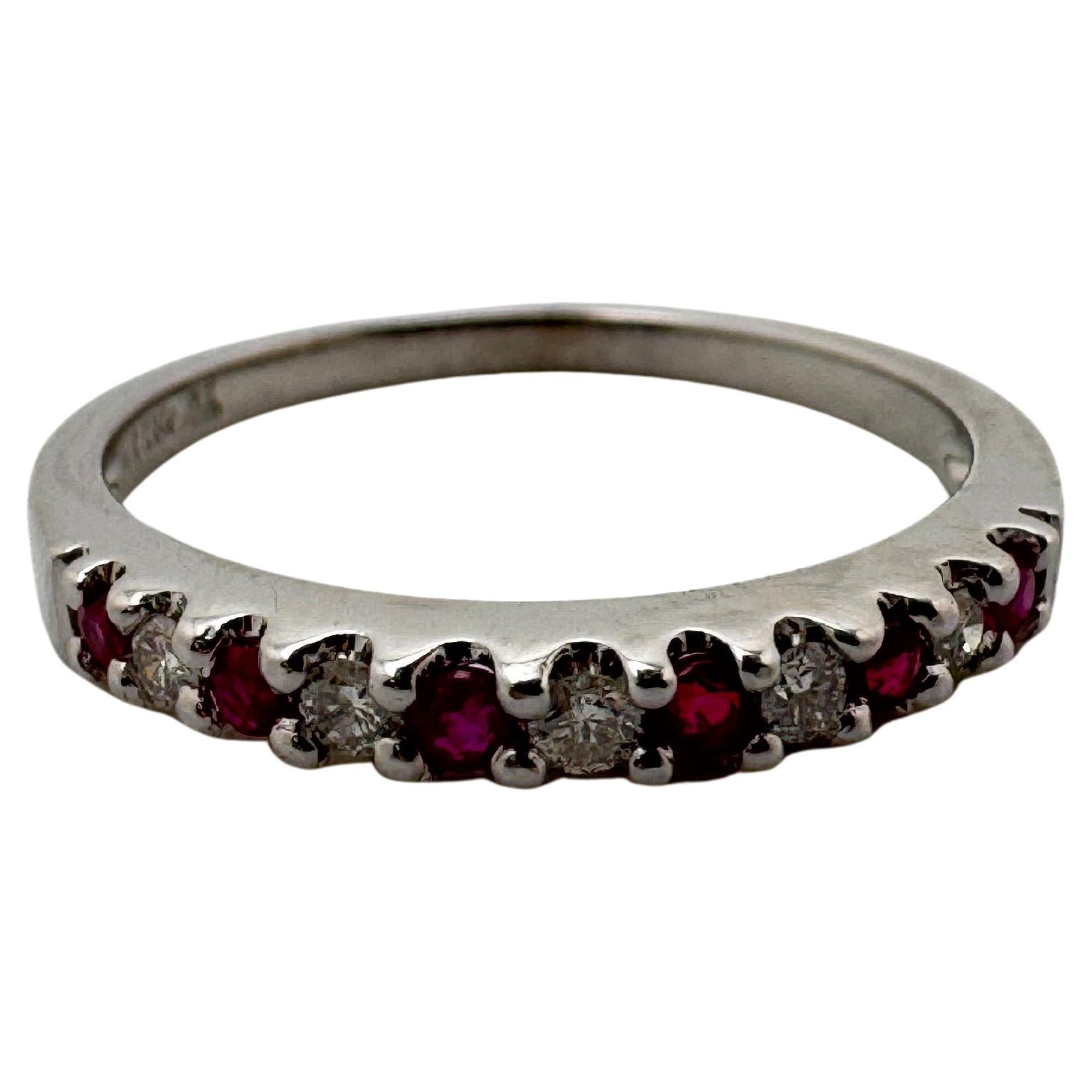 Diamond & Ruby Alternating Band For Sale
