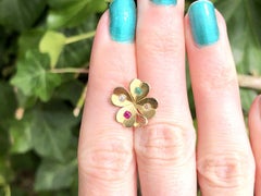 Diamond Ruby and Emerald Yellow Gold Clover Cufflinks