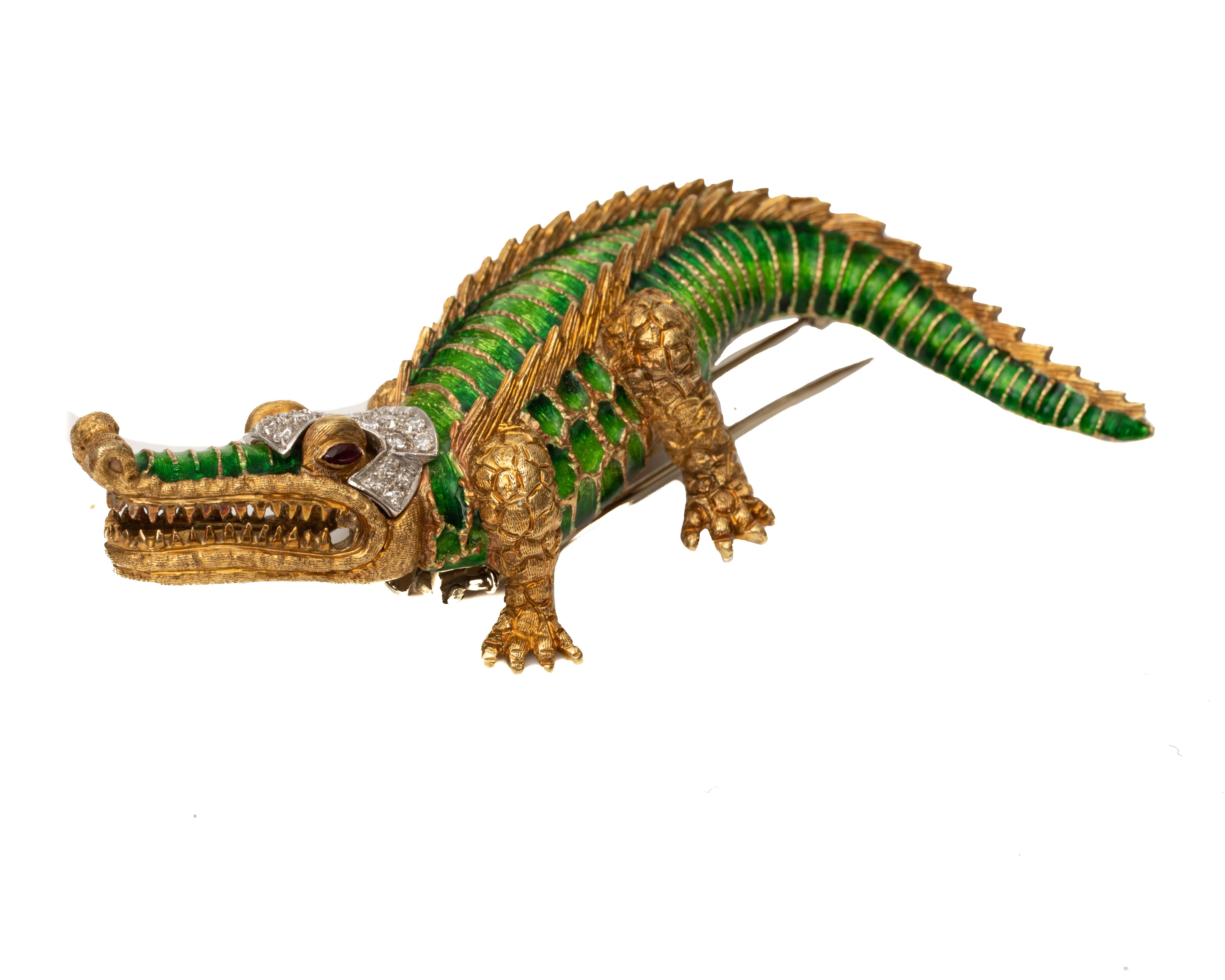 alligator enamel pin