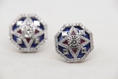 Diamant-, Rubin- und Emaille-Manschettenknöpfe aus 18 Karat Gold