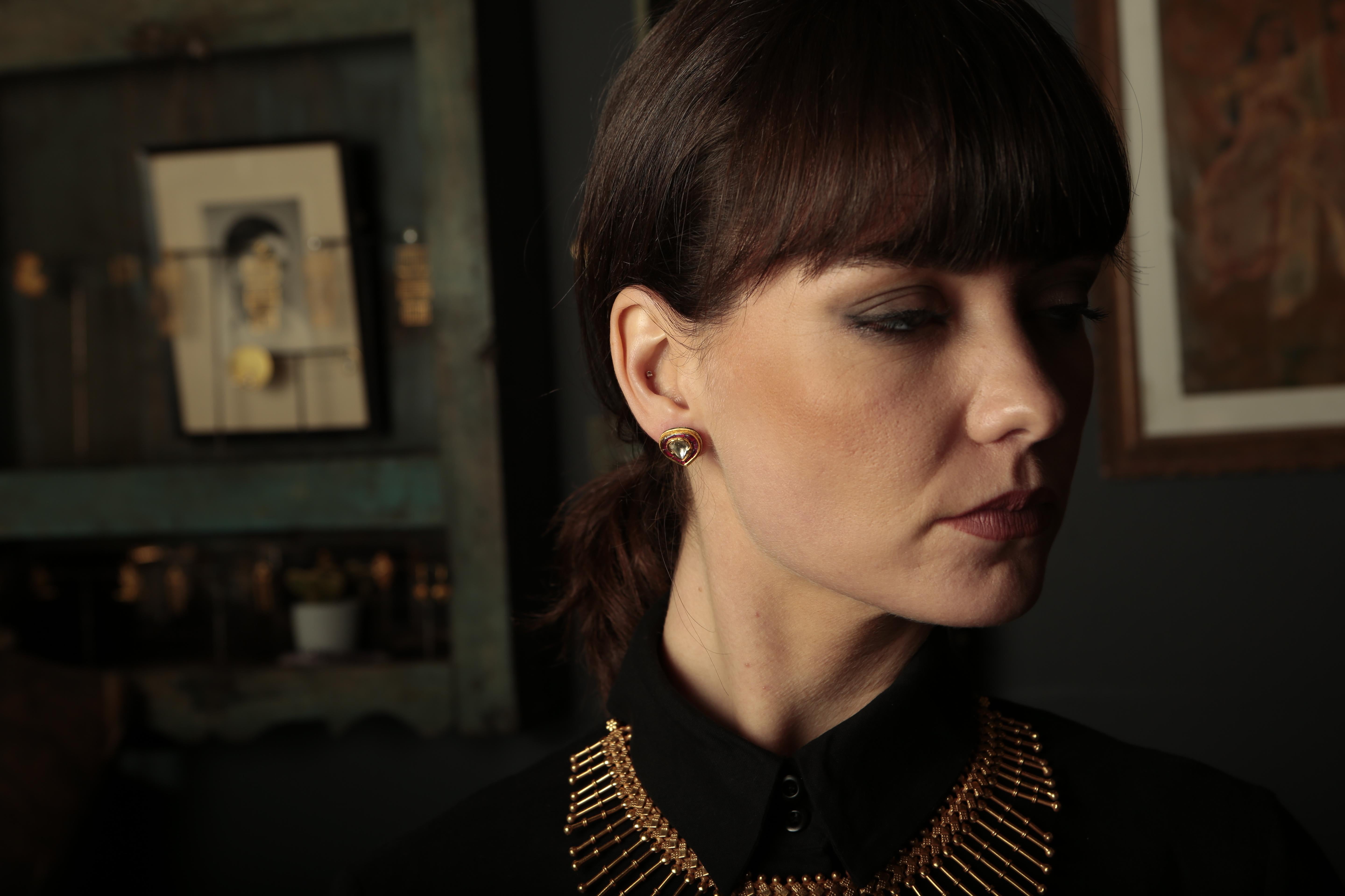 enamel ruby earrings