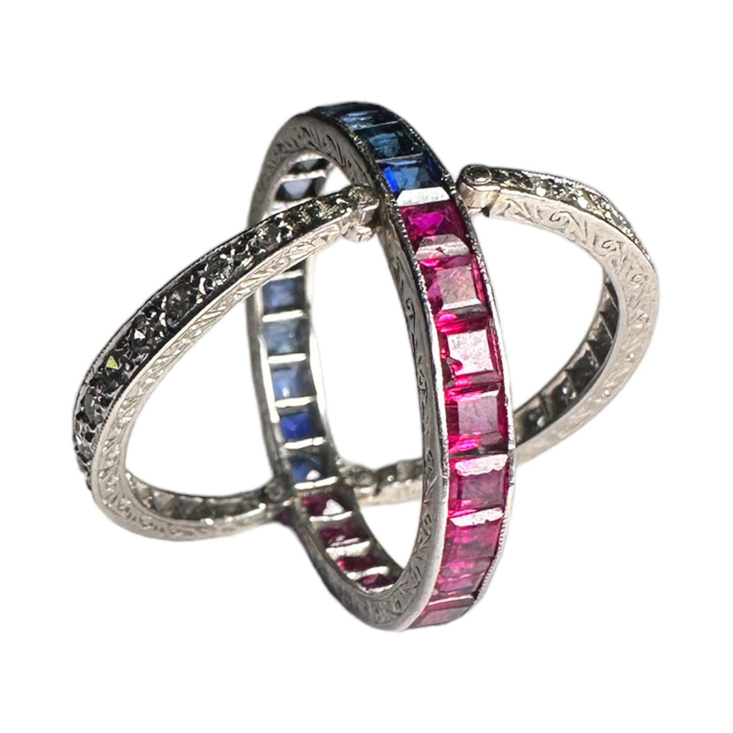 Diamond Ruby and Sapphire Night and Day Ring For Sale 6