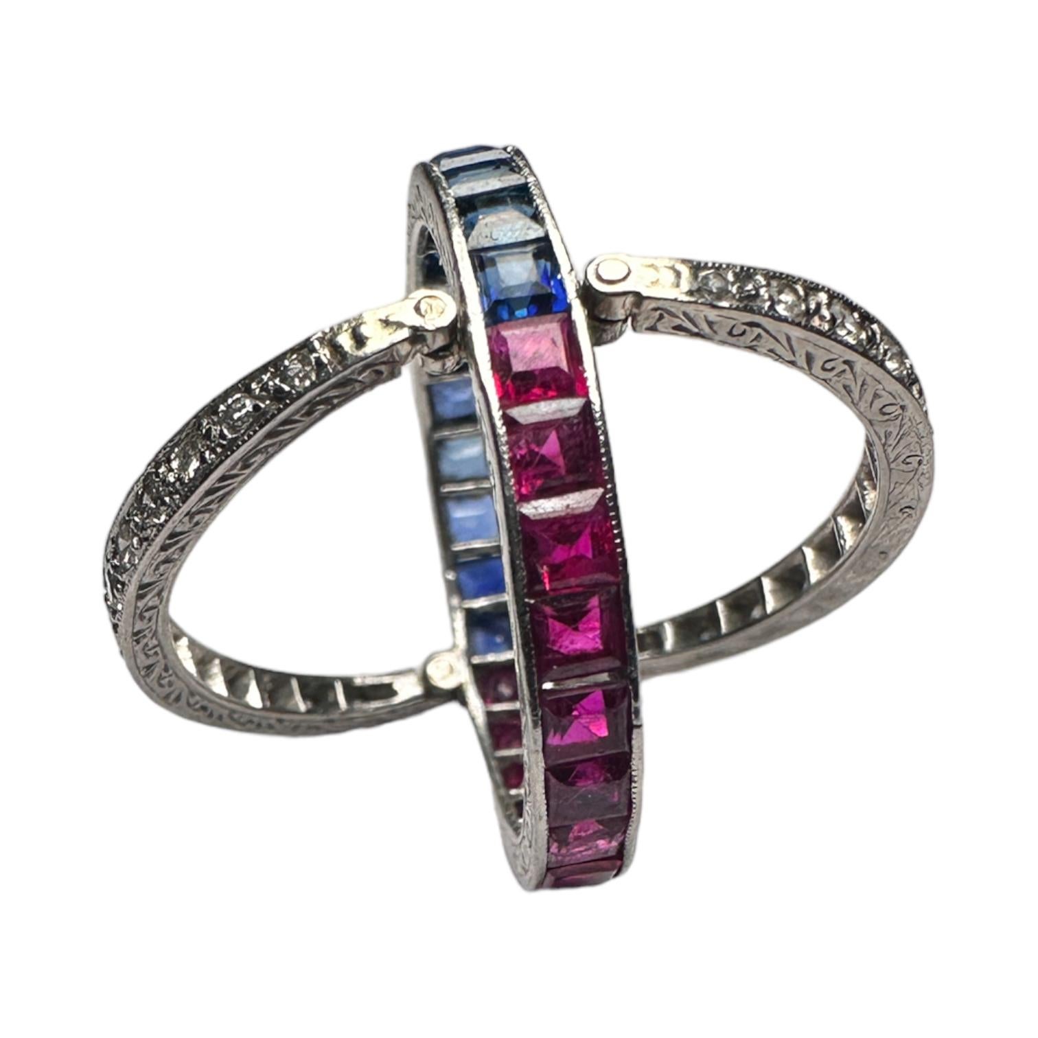 Diamond Ruby and Sapphire Night and Day Ring 7