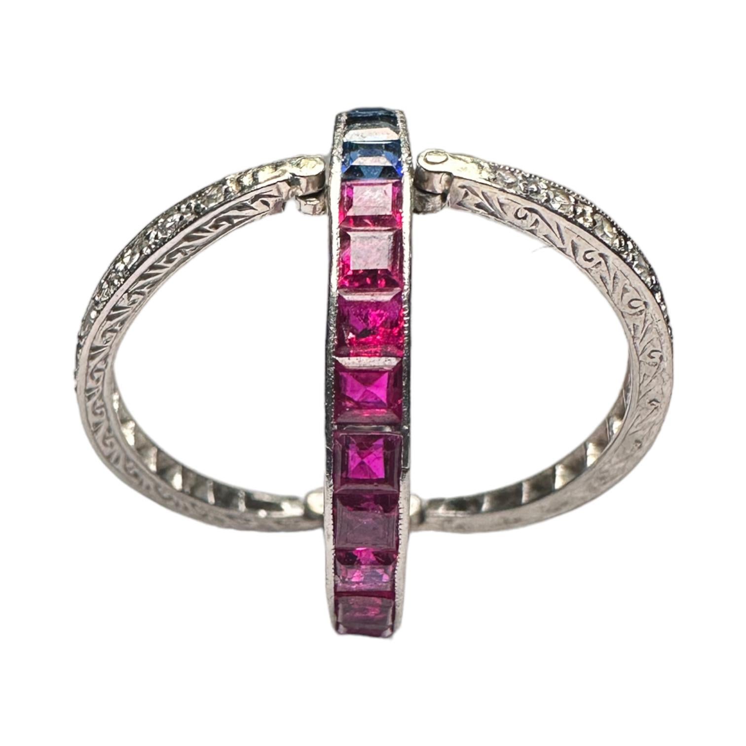 Diamond Ruby and Sapphire Night and Day Ring For Sale 8