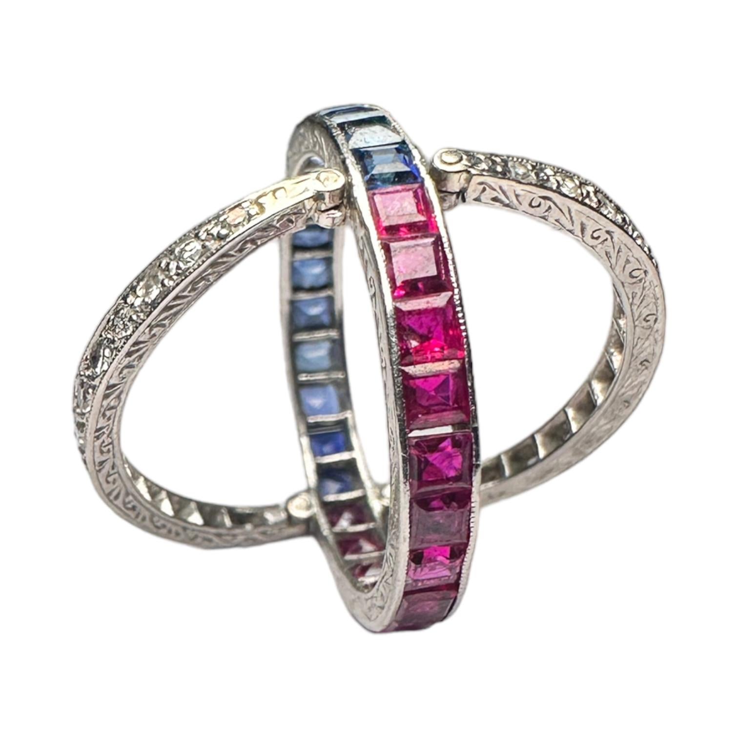 Diamond Ruby and Sapphire Night and Day Ring For Sale 9