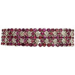 Bracelet en or blanc 14 carats avec diamants et rubis 20,00 ct. pt.