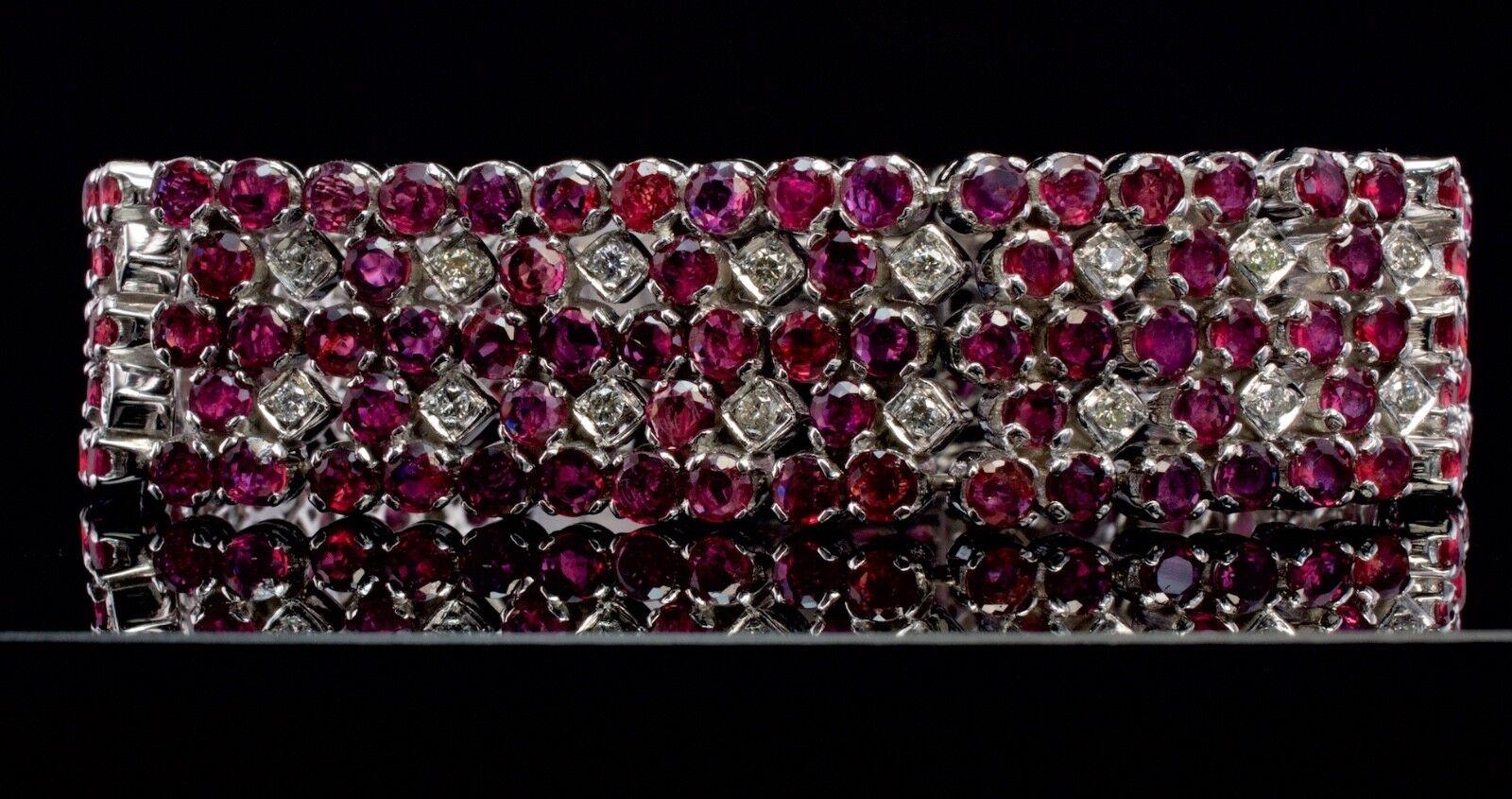 Diamond Ruby Bracelet 14K White Gold 20.00 CTW In Good Condition For Sale In East Brunswick, NJ