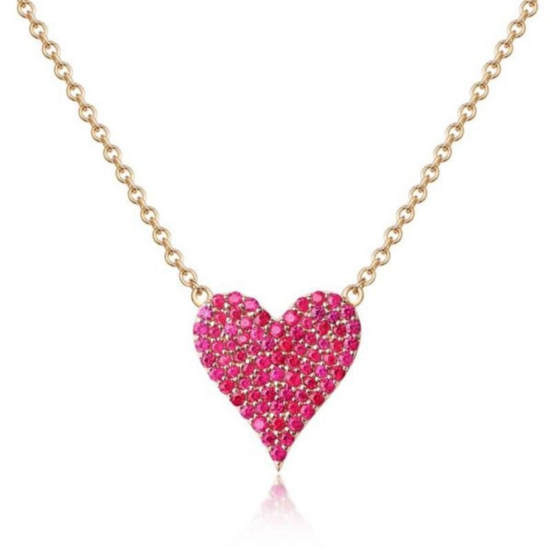 Diamond Ruby Charm 14K Yellow Gold Pendant Necklace Neuf - En vente à Los Angeles, CA