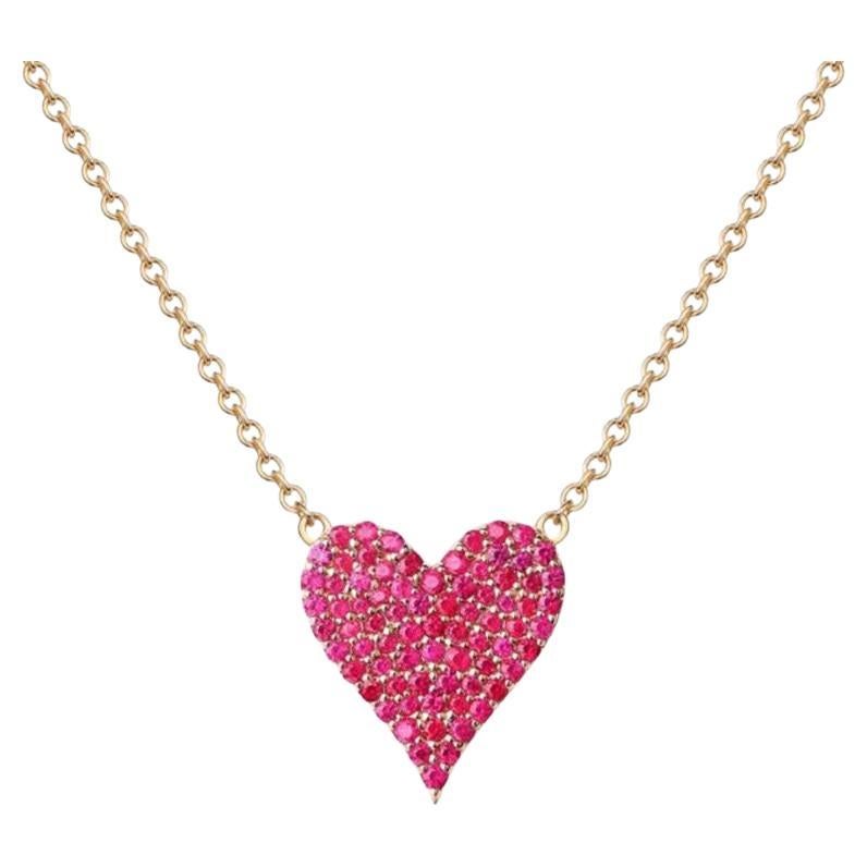 Diamond Ruby Charm 14K Yellow Gold Pendant Necklace en vente