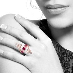 Diamond & Ruby Cocktail Ring Made In 18k Rose Gold