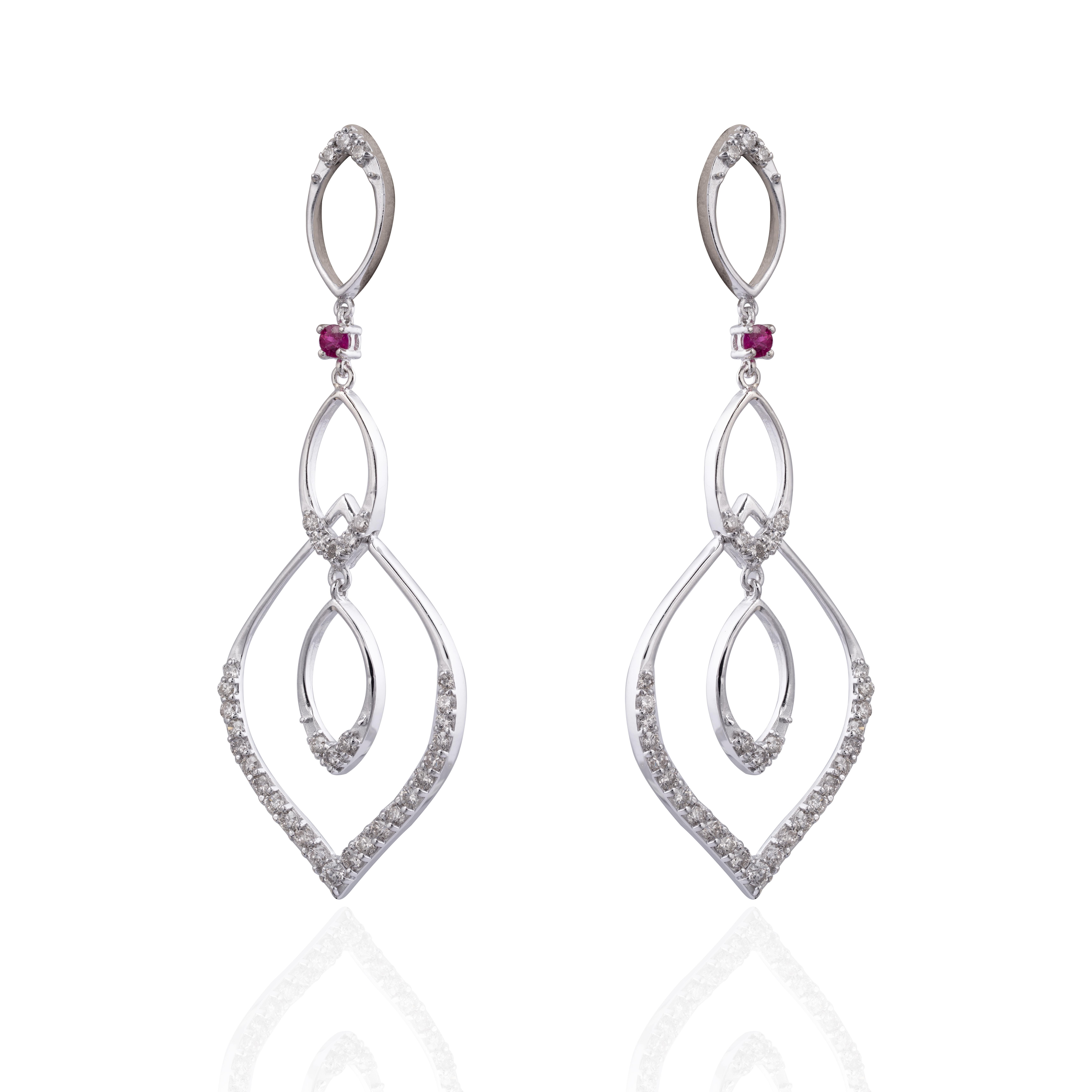 Diamond Ruby Earring in 18k gold  In New Condition For Sale In New York, NY