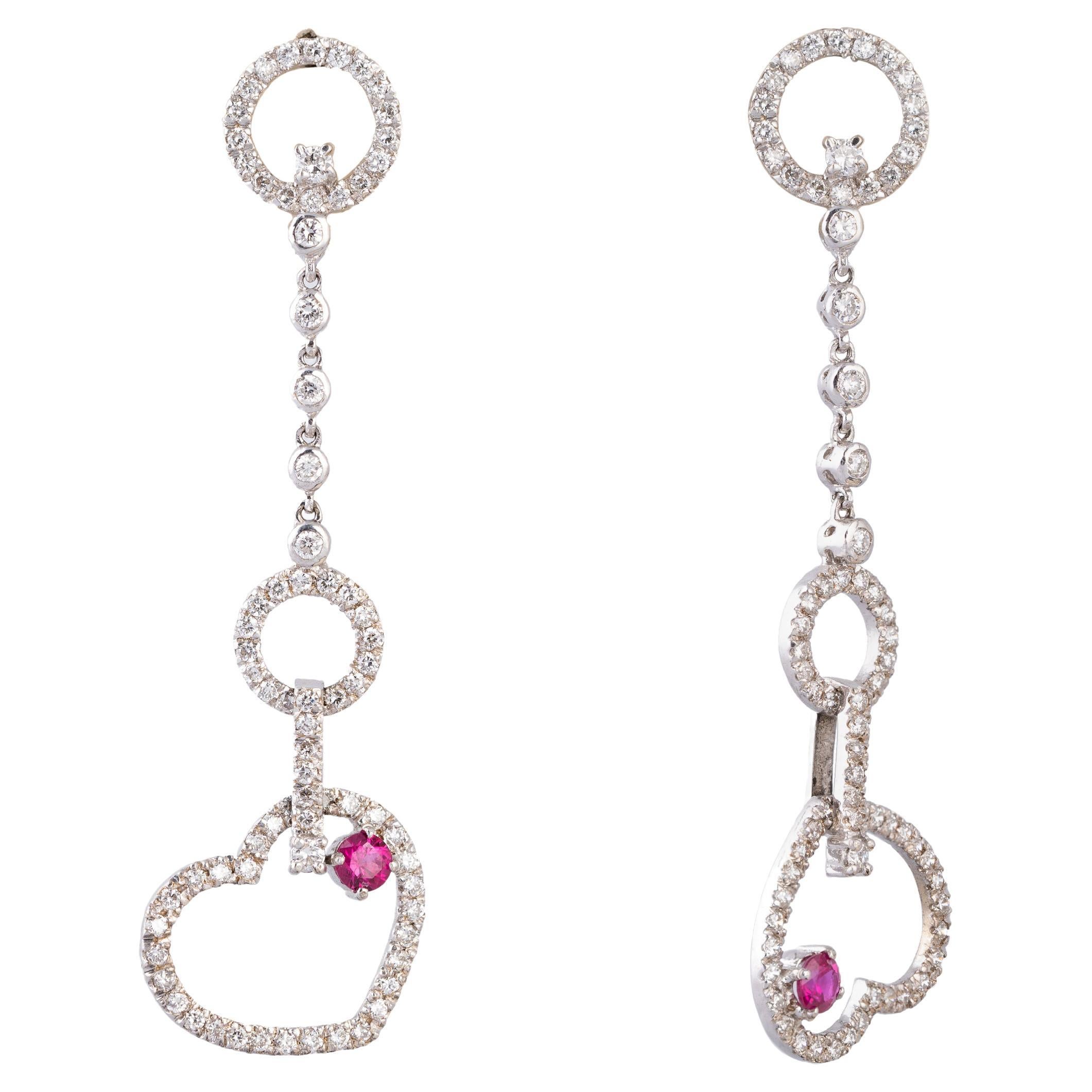 Diamond Ruby Earring in 18k gold  For Sale