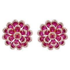 Pendiente de diamante y rubí en oro de 14k