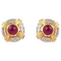 Diamant-Rubin-Ohrring aus 18 Karat Gold