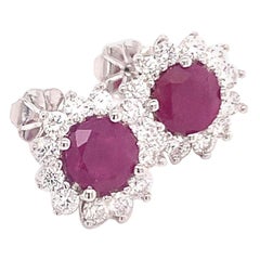 Diamond Ruby Earrings 14 Karat White Gold 2.6 Carat Certified