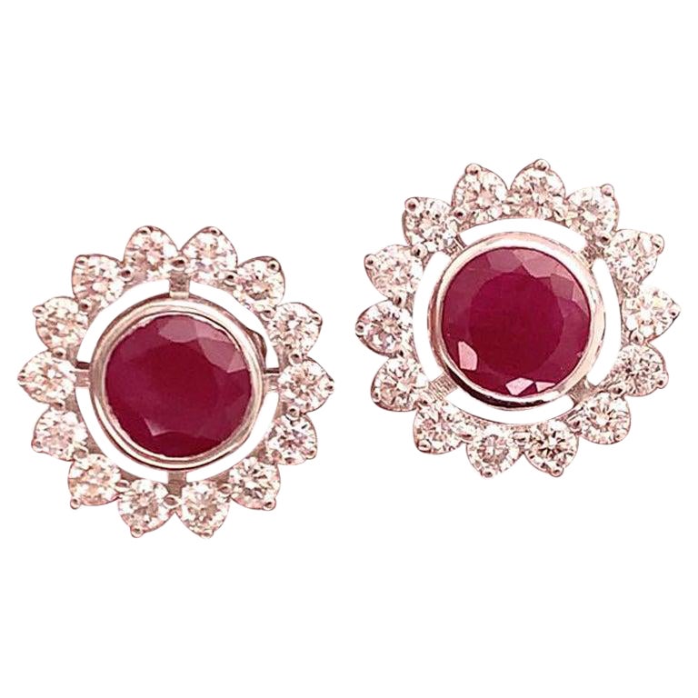 Diamant-Rubin-Ohrringe 14k Gold 2,07 TCW zertifiziert