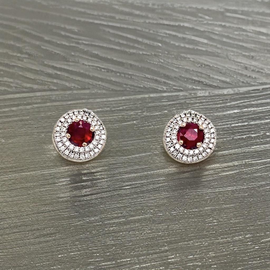 Diamond Ruby Earrings 18 Karat White Gold 1.36 TCW Certified 10