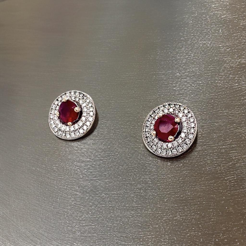 Diamond Ruby Earrings 18 Karat White Gold 1.36 TCW Certified 4