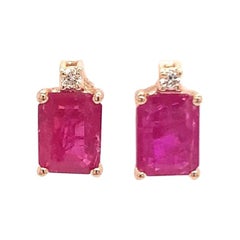 Diamond Ruby Earrings 2.04 Carat 14 Karat Yellow Gold Certified
