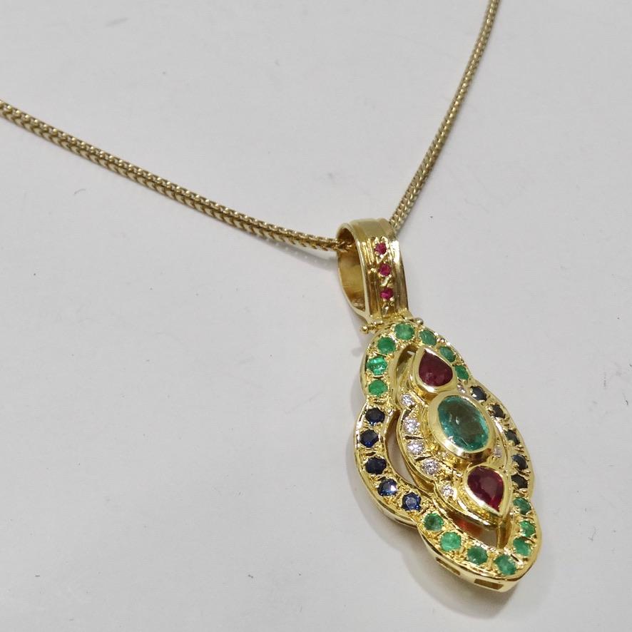 Get your hands on this incredible 18 karat yellow gold pendant with a hinged large bale, and a 14kt yellow gold 24