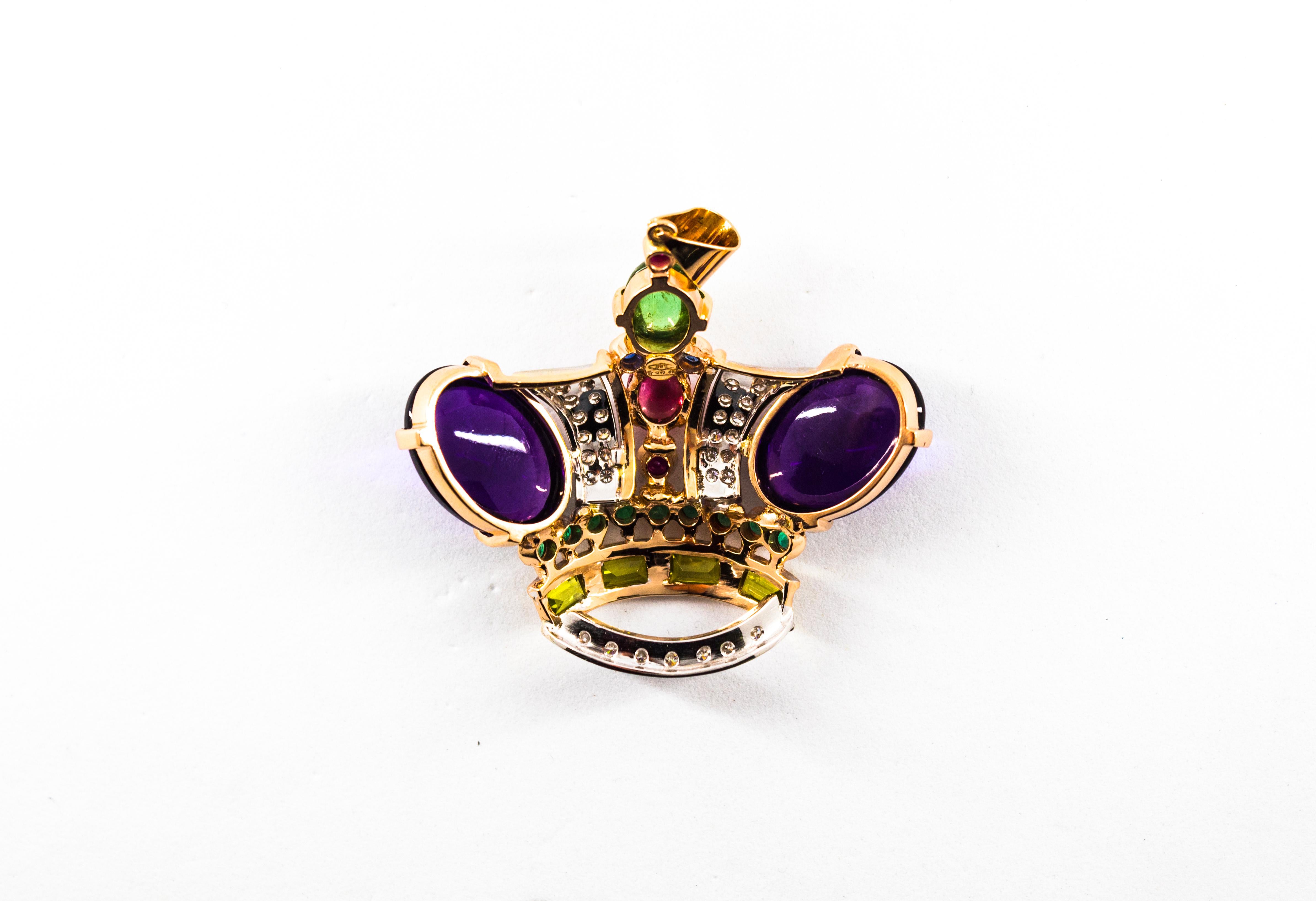 Diamond Ruby Emerald Sapphire Amethyst Tourmaline Yellow Gold Pendant Necklace 7